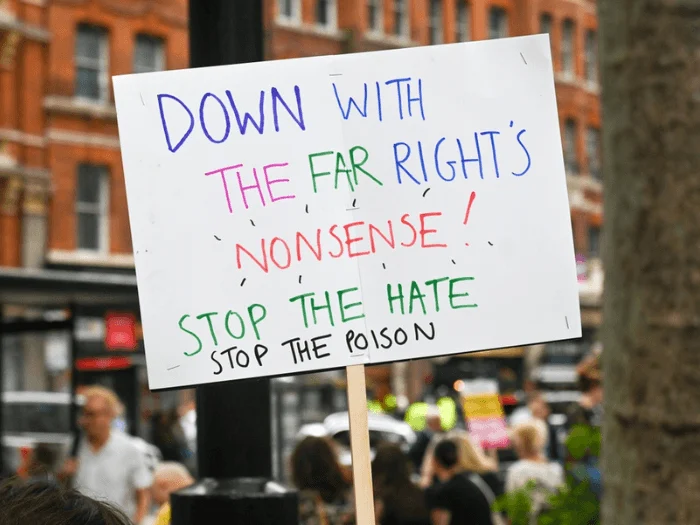 A placard at a march against the far right.